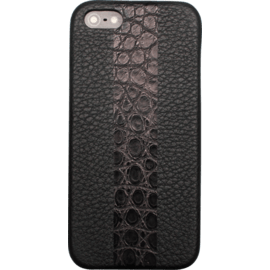 Coque pour Apple iPhone 5/5s/SE, cuir Shrunken Calf et Alligator Noir