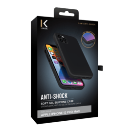 (O) Coque antichoc en gel de silicone doux pour Apple iPhone 12 Pro Max, Noir Satin