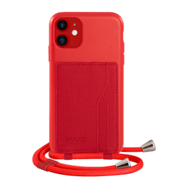 Coque antibact&eacute;rienne Vegan bio en bandouli&egrave;re pour Apple iPhone 11, Rouge &eacute;carlate
