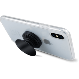 POP-UP Poign&eacute;e & support smartphone, Noir Chrom&eacute;