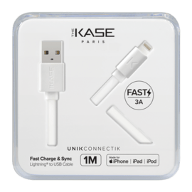 C&acirc;ble Lightning certifi&eacute; MFi Apple Charge Speed 3A charge/ sync (1M), Blanc Lumineux