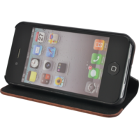 Coque clapet pour Apple iPhone 4/4S, bois rose et litchi faux cuir noir