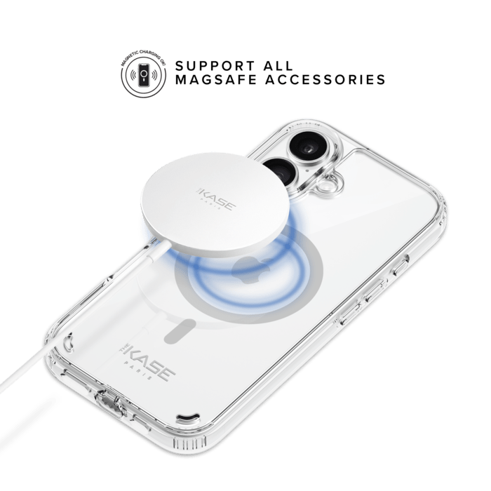 Coque antibactérienne antichoc magnétique invisible Fabriqué Avec du 75% Plastique Recyclé pour Apple iPhone 16 Plus, Transparente