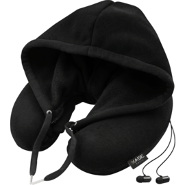 Hoodie Travel Pillow with Bluetooth earphone integrated, Black