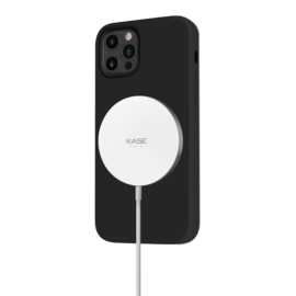 Coque antichoc magn&eacute;tique en gel de silicone doux pour Apple iPhone 12 Pro Max, Noir satin