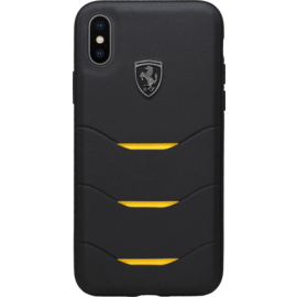 Case Ferrari Heritage Genuine leather case for Apple iPhone X/XS, Navy Blue & Yellow