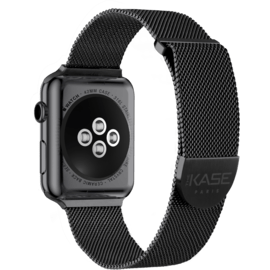 Bracelet mesh en acier inoxydable pour Apple Watch&reg; Series 1/2/3/4 42/44mm, Noir
