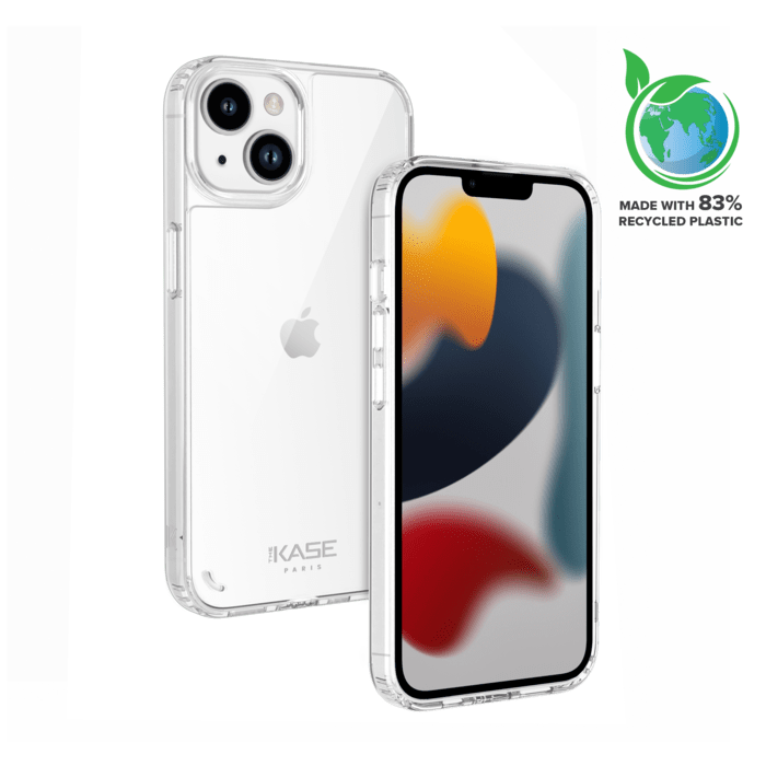 Coque antibactérienne antichoc hybride invisible Fabriqué Avec du 83% Plastique Recyclé pour Apple iPhone 13, Transparente
