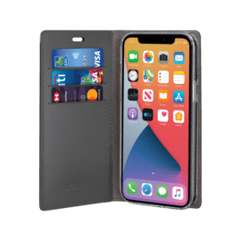 Diarycase 2.0 Coque clapet en cuir v&eacute;ritable avec support aimant&eacute; pour Apple iPhone 12 mini, Rouge Bordeaux