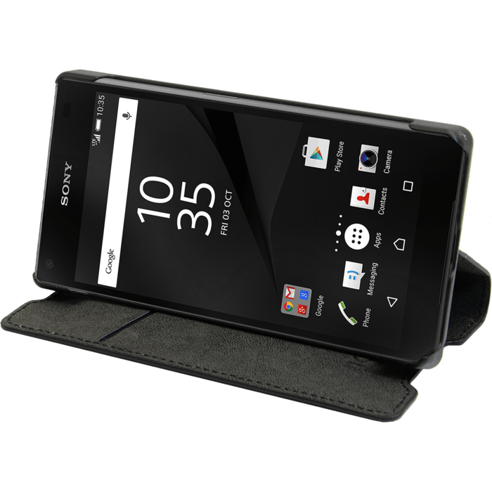 Coque Clapet Slim avec Stand pour Sony Xperia Z5 Compact, Noir