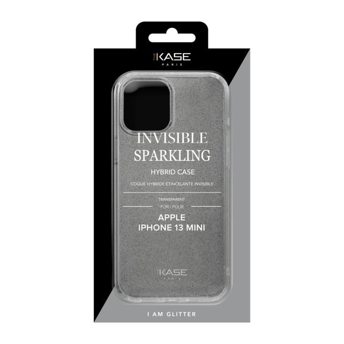 Coque hybride &eacute;tincelante invisible pour iPhone Apple 13 mini, Transparente