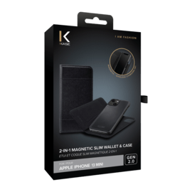 &Eacute;tui et Coque slim magn&eacute;tique 2-en-1 GEN 2.0 pour Apple iPhone 13 mini, Noir