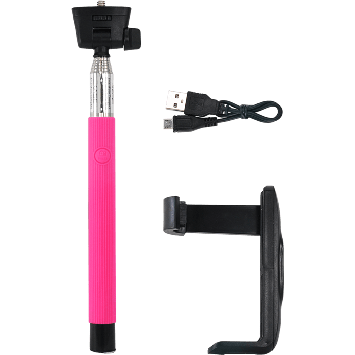 SmartFoto Compact Bluetooth Selfie Stick, Rose