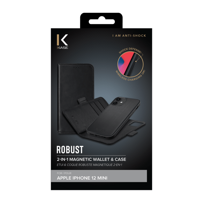 Etui & Coque robuste magn&eacute;tique 2-en-1 pour iPhone Apple  12 mini, Noir Onyx