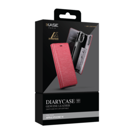 Diarycase 2.0 Coque clapet en cuir v&eacute;ritable avec support aimant&eacute; pour Apple iPhone 14, Rouge Bordeaux