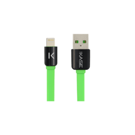 Case Lightning Flat cable to USB (1m), Flashy Green