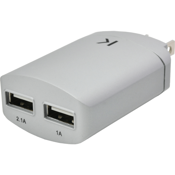 Chargeur Universel Double USB (US) 3.1A, Argent