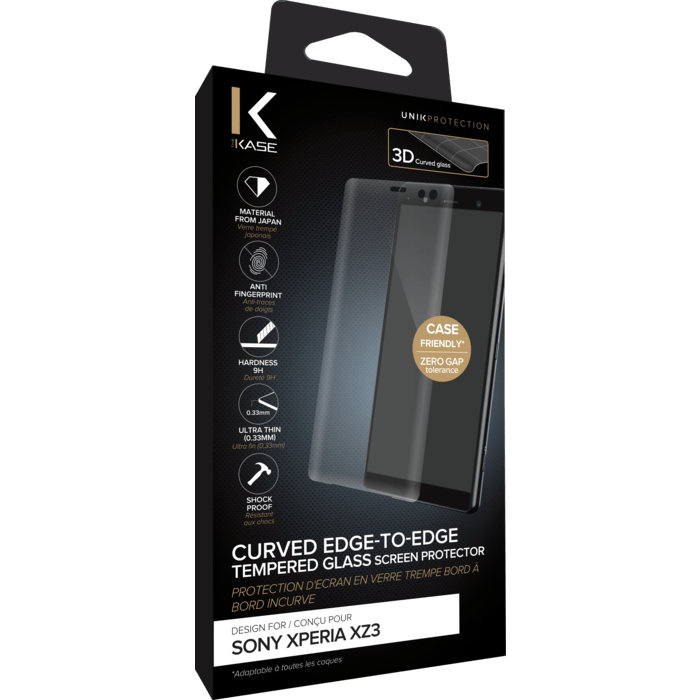 Protection d'&eacute;cran en verre tremp&eacute; Bord &agrave; Bord Incurv&eacute; pour Sony Xperia XZ3, Noir