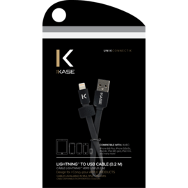 C&acirc;ble Lightning Plat vers USB (0.2m), Noir de Jais