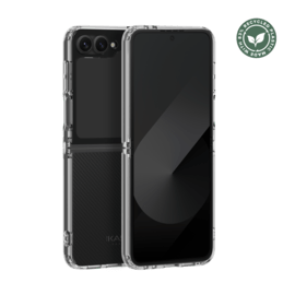 Coque hybride invisible fabriqu&eacute;e &agrave; 83 % de plastique recycl&eacute; pour Samsung Galaxy Z Flip6, transparente