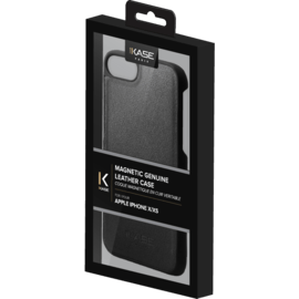 Coque magn&eacute;tique en cuir v&eacute;ritable pour Apple iPhone X/XS, Noir