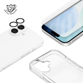 Pack combin&eacute; 3 en 1 (Coque hybride invisible, &Eacute;cran en verre tremp&eacute; de qualit&eacute; sup&eacute;rieure et Protecteur de l&rsquo;objectif de la cam&eacute;ra) pour Apple iPhone 17, Transparente