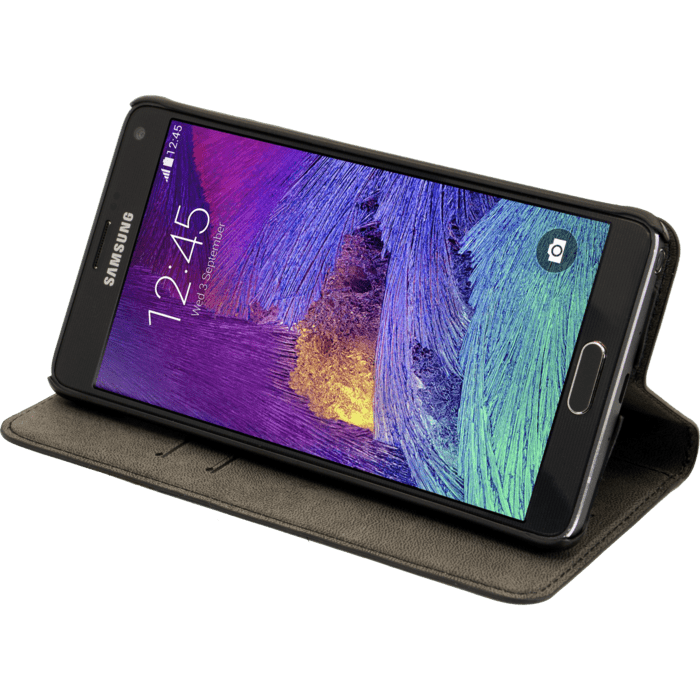 Coque clapet avec pochettes CB & stand pour Samsung Galaxy Note 4, Noir
