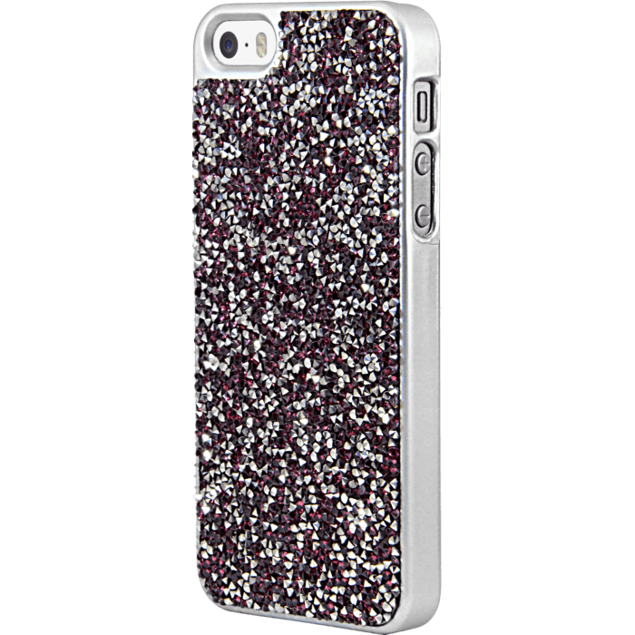 Coque Bling Strass pour Apple iPhone 5/5s/SE, Pink Flambe & Argent