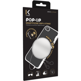 POP-UP poign&eacute;e & support smartphone, Argent Chrom&eacute;
