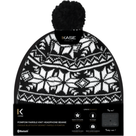 Casque Bluetooth Bonnet fairisle &agrave; pompon