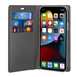 Diarycase 2.0 Coque clapet en cuir v&eacute;ritable avec support aimant&eacute; pour Apple iPhone 13 Pro Max, Rouge Bordeaux