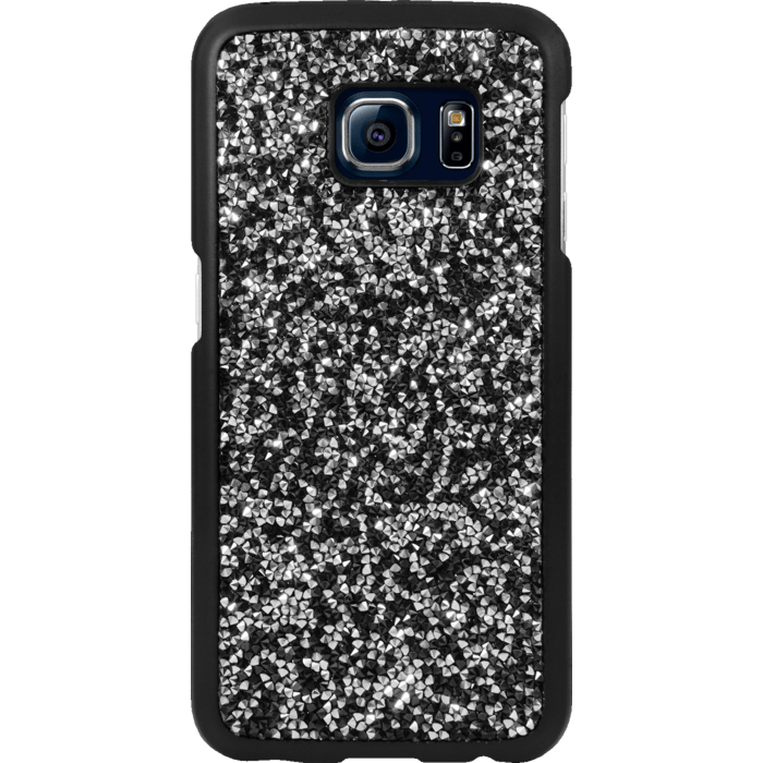 Coque Bling Strass pour Samsung Galaxy S6 Edge, Minuit Noir & Argent