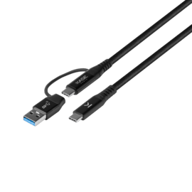 Cavo intrecciato metallico 2-in-1 da USB-A e C a USB-C 3.2 GEN 2 (1M)