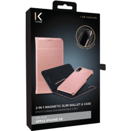 &Eacute;tui et Coque slim magn&eacute;tique 2-en-1 GEN 2.0 pour Apple iPhone XR, Or gold