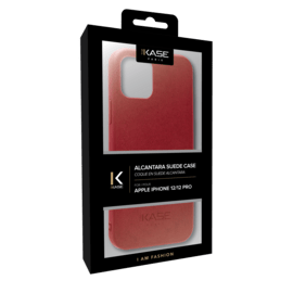 Coque en Su&egrave;de Alcantara pour Apple iPhone 12/12 Pro, Rouge rubis
