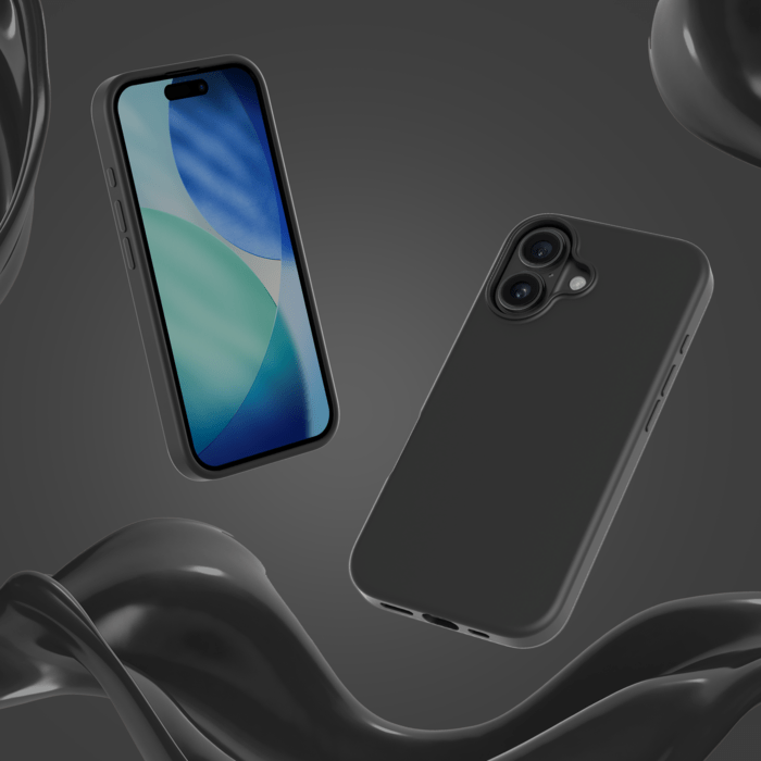 Coque antichoc en gel de silicone doux pour 55% de plastique recycl&eacute; Apple iPhone 17, Noir satin