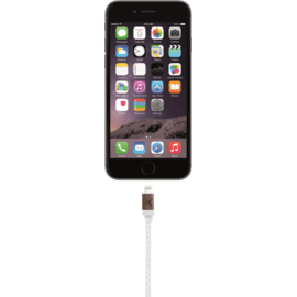 C&acirc;ble Lightning certifi&eacute; MFi Apple Charge/Sync (0.3M) Cuir veritable Bois de Noyer Blanc