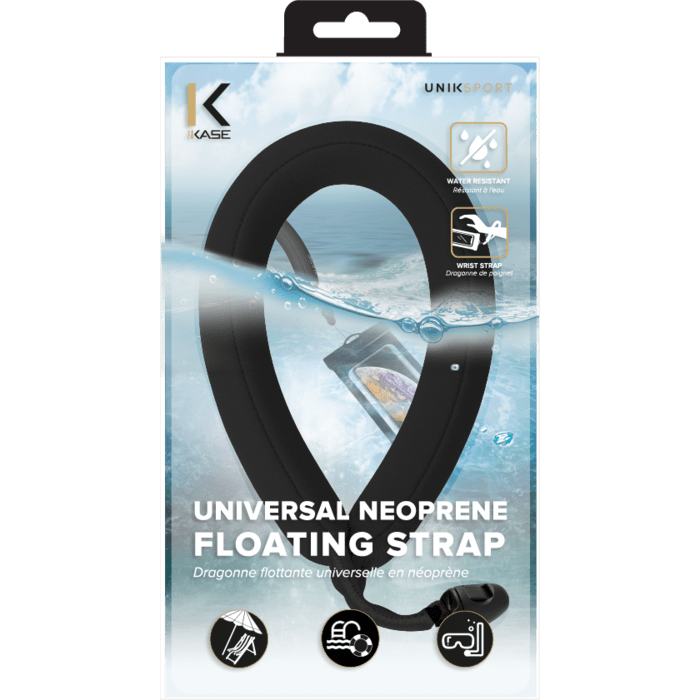 Dragonne flottante universelle en néoprène, noir de jais