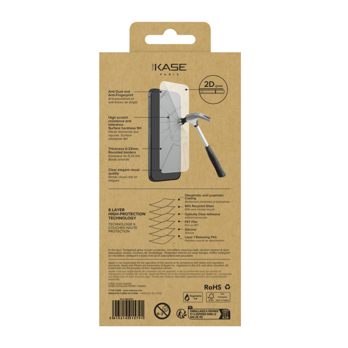 Protecteur d'&eacute;cran en verre tremp&eacute; de qualit&eacute; sup&eacute;rieure (60% verre tremp&eacute; recycl&eacute;) pour Apple iPhone 17 Pro, Transparent