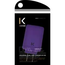 Chargeur Universel Double USB (US) 3.1A, Violet Royal