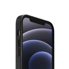 Coque magn&eacute;tique en cuir v&eacute;ritable artisanal pour Apple iPhone 12 Pro Max, Minuit Noir