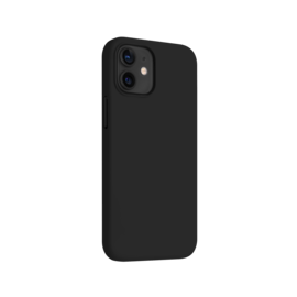 (O) Coque antichoc en gel de silicone doux pour Apple iPhone 12 mini, Noir satin