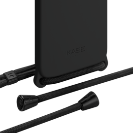 Coque en gel de silicone doux en bandouli&egrave;re pour Apple iPhone 12/12 Pro, Noir satin