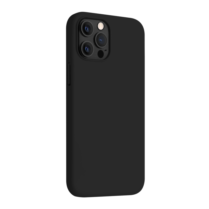 (O) Coque antichoc en gel de silicone doux pour Apple iPhone 12 Pro Max, Noir Satin