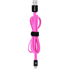Cable plat vers Micro USB (1m) pour Android, Rose Bonbon