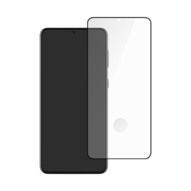 (O) Protection d'&eacute;cran en verre tremp&eacute; Bord &agrave; Bord Incurv&eacute; pour Samsung Galaxy S21 5G, Noir
