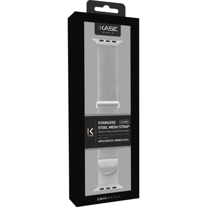Bracelet mesh en acier inoxydable pour Apple Watch&reg; Series 1/2/3/4 42/44mm, Argent
