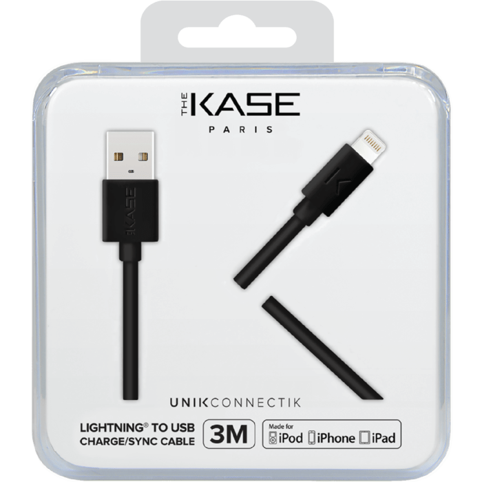 C&acirc;ble Lightning certifi&eacute; MFi Apple Charge/Sync (3M), Noir de Jais