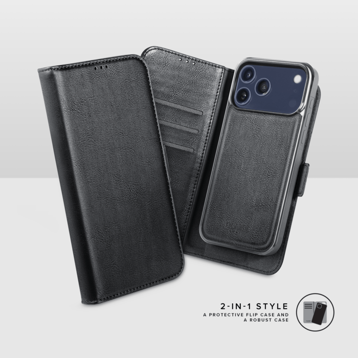 Etui & Coque robuste magnétique 2-en-1 et fabriqué avec un étui en plastique recyclé pour Apple iPhone 17 Pro, Noir Onyx