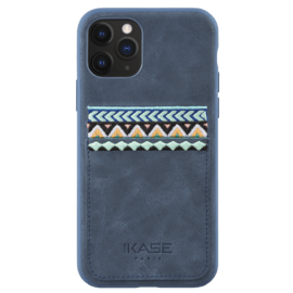 Coque slim Bohème avec fente pour carte de crédit pour Apple iPhone 11 Pro, Bleu persan